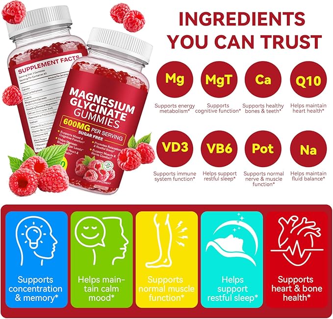 120 Count Magnesium Glycinate Gummies 600mg for Adults, Supports Relaxation, Magnesium Glycinate Chewable, Non-GMO, Sugar Free