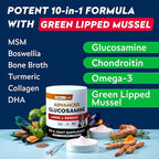 Advanced Glucosamine Hip & Joint Supplement for Senior Dogs - Green Lipped Mussel & Collagen - Hip & Joint Pain Relief - Large & Small Breed - Joint Health - Bacon - 120 Chews