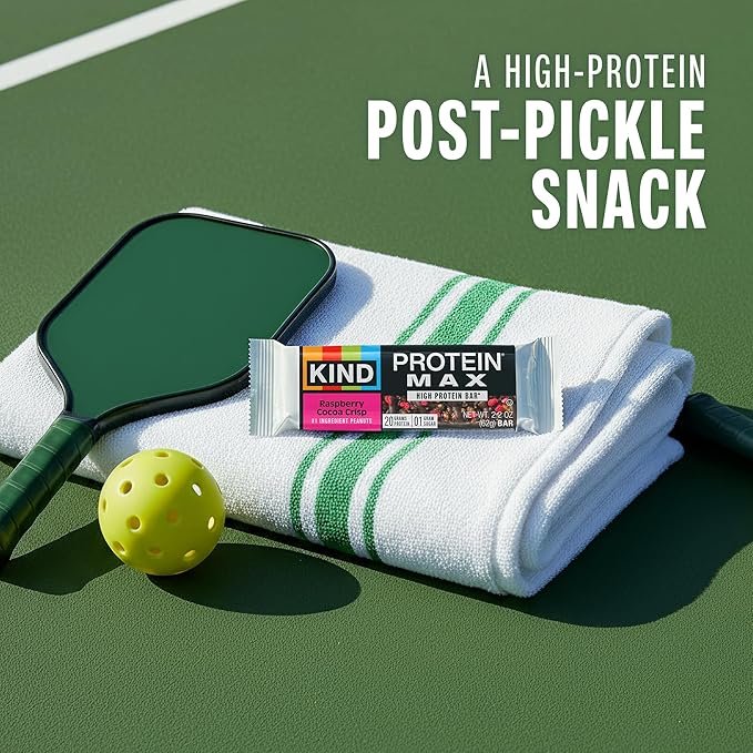 KIND Protein MAX, Raspberry Cocoa Crisp, 20g Protein, 1g Sugar, Low Sugar, High Protein Snack Bars, 4 Count