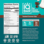 IQBAR Clean Plant Protein Bars - Toasted Coconut Chip - 36 Count - Keto, Vegan, High Fiber, Gluten and Dairy Free, Low Sugar Snack - Brain and Body Nutrients for Focus, Energy, Meal Replacement