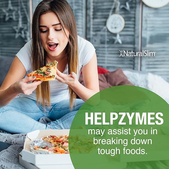 NaturalSlim Digestive Enzymes for Women & Men - Helpzymes Essential Enzymes for Digestion, Gut Health, Gas Bloating Relief with Bromelain, Ox Bile, Pancreatin. & Betaine HCL - 100 Capsules 3 Pack