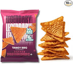 Legendary Foods Tangy BBQ Protein Chips – Popped Tortilla Style – 22g High Protein, 4g Net Carbs, Low Sugar, Gluten Free, Keto Snack Packs – 10 Count – Healthy Crunchy Chips
