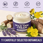 Lavender Wild Yam Cream for Women Hormone Balance, Evening Primrose infused for Menopause Support, Moisturizing Self Care for Hot Flashes, Night Sweats, Relaxation Gifts for Women