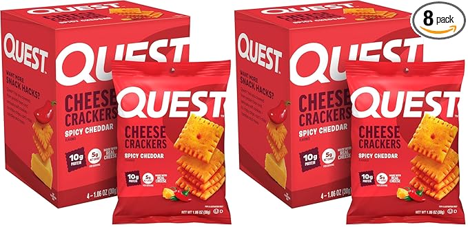 Quest Nutrition Cheese Crackers,Spicy Cheddar,10g of Protein,Low Carb,Made with Real Cheese,Protein Snack,4 Count (Pack of 2)