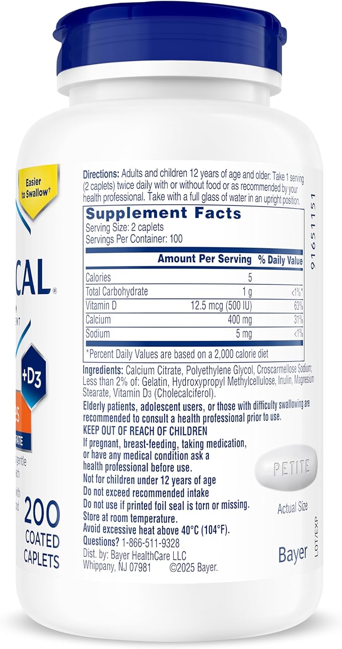 Citracal Slow Release- Calcium 1200 mg with Vitamin D3, Magnesium, Calcium Supplement, Bone Health Support, Take Once Daily Caplet, 185 Count