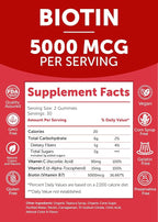 Lunakai USA Made Biotin Gummies 5000mcg with Vitamin C & E - Delicious Hair Skin Nails Vitamins for Women, Non-GMO, Hair Growth Supplement, 60 Ct
