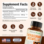Advanced Turmeric Curcumin Supplement for Joint Support & Inflammation – Enhanced Absorption Theracurmin 600mg with Boswellia Serrata for Mobility & Recovery – Vegan, Gluten Free – 60 Capsules