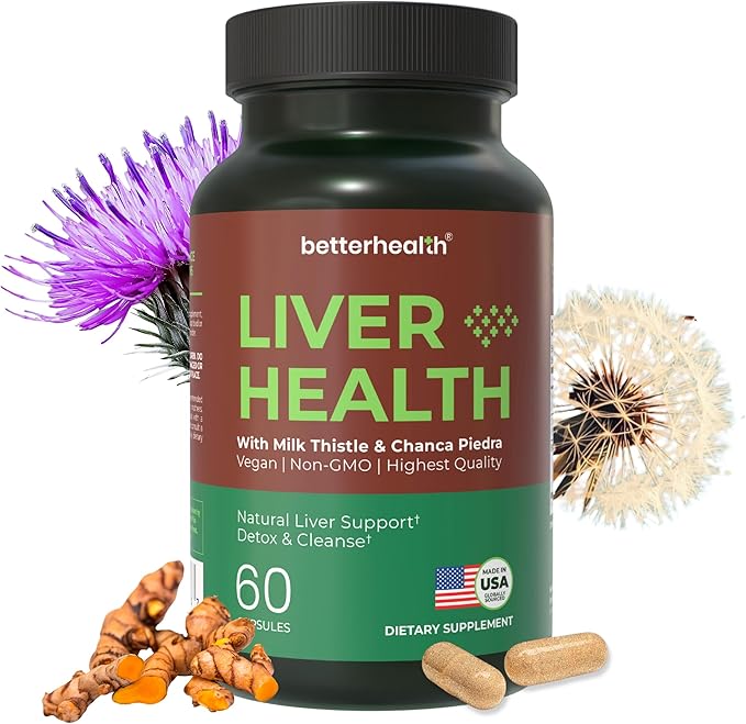 Liver Cleanse Detox & Repair Supplement with Milk Thistle, Dandelion Root & Artichoke Extract – Herbal Liver Support & Daily Detox Capsules for Men & Women, Vegan, 60 Count