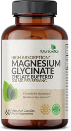 Futurebiotics Magnesium Glycinate 200 MG per Serving Chelated for High Absorption, Gentle On Stomach, Non-GMO, 60 Vegetarian Capsules