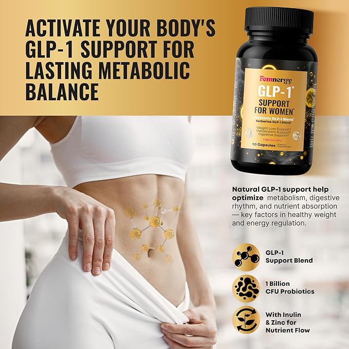 GLP-1 Support Probiotic Supplement for Weight Loss - Daily GLP1 Support with Berberine for Women to Support Metabolism Gut Wellness Boost Fat Burn - Natural Oral Probiotics