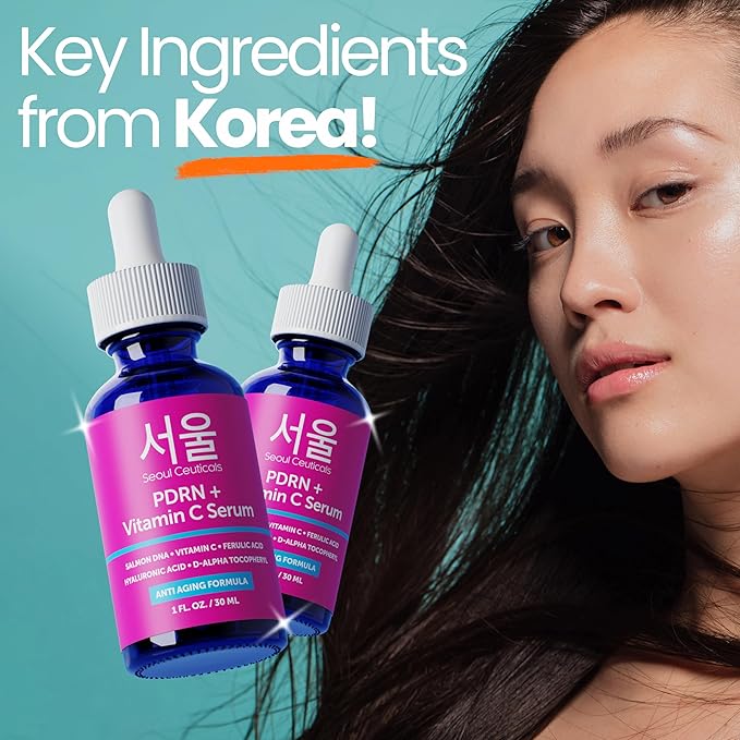 SeoulCeuticals PDRN Serum Salmon DNA Vitamin C Serum (Pack of 2) – Korean Skincare Anti Aging PDNR Skin Repair Booster – K Beauty PDRM Skin Care for Face 1oz