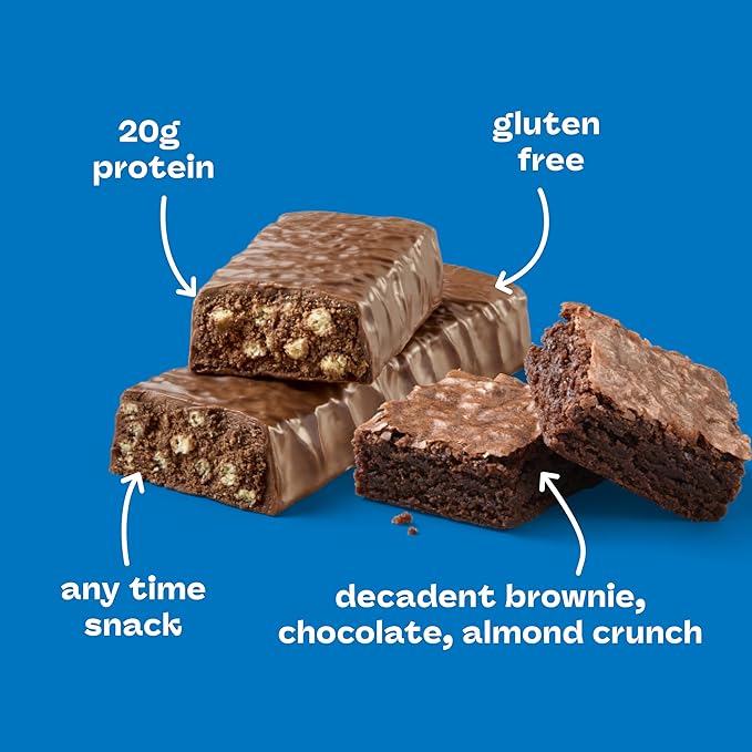 think! Protein Bars, High Protein Snacks, Gluten Free, Kosher Friendly, Brownie Crunch, Nutrition Bars, 2.1 Oz per Bar, 30 Count (Packaging May Vary)
