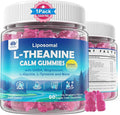 Liposomal L-Theanine Gummies 500mg, Melatonin-Free Calm & Relaxation Gummies with Magnesium Glycinate, 5-HTP, Mushroom, Vitamins D3, B12, Ashwagandha, for Brain Calm, Relax, Mood, Zzz, Vegan 60 Cts