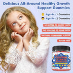 Kids Calcium Citrate Gummies with Vitamin D3 Supplement, Calcium Citrate 300/600 mg with Magnesium Zinc & Multivitamin for Kids 4+ & Teens, Support Bone Muscle & Digestive Health, Sugar Free, 60ct