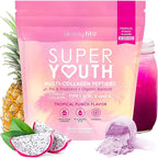 SkinnyFit - Super Youth Collagen for Women - Multi Collagen Peptides Powder - Probiotics, Fiber, Hyaluronic Acid - Non GMO, Gluten Free, Sugar Free - Beauty & Self Care - Tropical Punch (28 Servings)