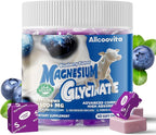Magnesium Glycinate Soft Chews, Blueberry Flavor.Chewable Sugar Free Potassium Magnesium Chews with Magnesium Glycinate, Vitamin D, B6, and CoQ10 for Calm Support & Sleep for Adults, 60 Days Supply