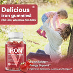 Iron Gummies Supplements for Kids & Women - Multivitamin with Iron for Blood Healthy, Great Tasting Vitamins Gummy with Vitamin C for Max Absorption - Strawberry (3 Packs)