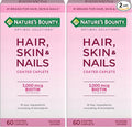 Nature's Bounty Optimal Solutions Hair, Skin & Nails Formula, with 3,000 mcg Biotin, 20 Total Servings, 60 Coated Caplets (Pack of 2)