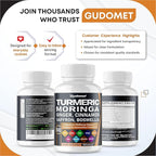Turmeric Moringa Ginger Boswellia Quercetin Cinnamon Saffron Tart Cherry Odorless Garlic Nettle -150 Capsules