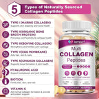 Multi Collagen Peptides Softgel for Women & Men - Type I, II, III, V, X - Hydrolyzed Collagen Peptides with Biotin, Vitamin C & Hyaluronic Acid - Support Skin Hair Nail & Joint - Non GMO, 180 Softgel