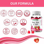 Greenfield Nutritions - Halal Biotin Gummies Vitamin for Hair, Skin and Nails, Supports Fat Metabolism, Hair Growth, Strong Nails & Clear Skin, Gelatin Free, Non-GMO, and Gluten Free - 90 Gummies