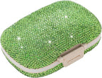 Cute Pill Organizer Small Bling Pill Case for Purse Medicine Vitamin Container Holder Daily Pill Box Container for Women Travel Medicine Kit(Green)