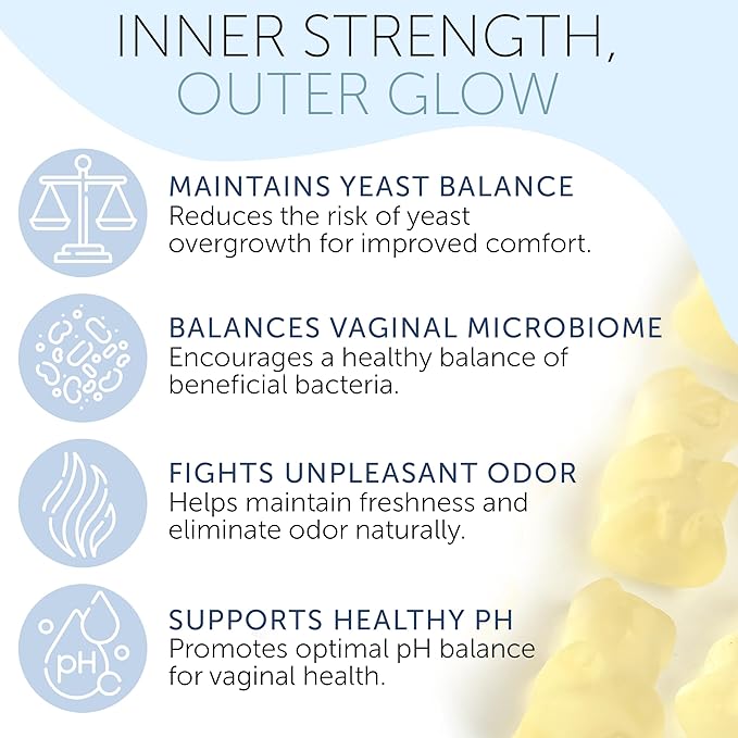 Vaginal Probiotics pH Balance Gummies For Women | Prebiotics and Probiotics for Women | Pineapple gummies for women for ph Balance and Vaginal Health | Vaginal Odor Control 60 Gummies
