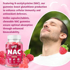 2 Pack NAC Gummies Sugar-Free, N-Acetyl Cysteine NAC Supplement 1000mg for Antioxidants, Immune Support, Non-GMO, Gluten-Free, Vegan – Raspberry Flavor, 120 Gummies