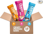 Quest Nutrition Crispy Variety Pack Protein Bars, Protein Rich, Low Sugar, Gluten Free, 12 Count