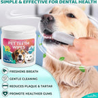 Premium Teeth Cleaning Wipes for Dogs & Cats - 100 Pcs - Pet Dental Care Finger Pads for Fresh Breath & Oral Hygiene - Embossed Pattern & Nano Plastic-Dotting to Remove Plaque & Tartar