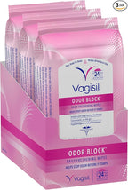 Vagisil Odor Block Daily Freshening Wipes for Feminine Hygiene in Resealable Pouch, Gynecologist Tested & Hypoallergenic, 20 Wipes (Pack of 3)