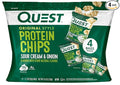 Quest Nutrition Sour Cream & Onion Protein Chips, 19g Protein, 4g Net Carbs, Low Carb, Gluten Free, 1.1 oz, 4 count