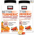 Force Factor Better Turmeric Maximum Joint Support, 1075mg Curcumin with Ginger to Support Mobility, Flexibility & Comfort, More Convenient Than Turmeric Gummies, Fruit Punch, 120 Soft Chews, 2-Pack