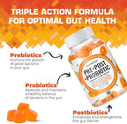 NutraPep Prebiotic Probiotic & Postbiotic Gummies for Women Men & Kids Children - High Potency 5 Billion CFU - Sugar-Free & Gluten Free