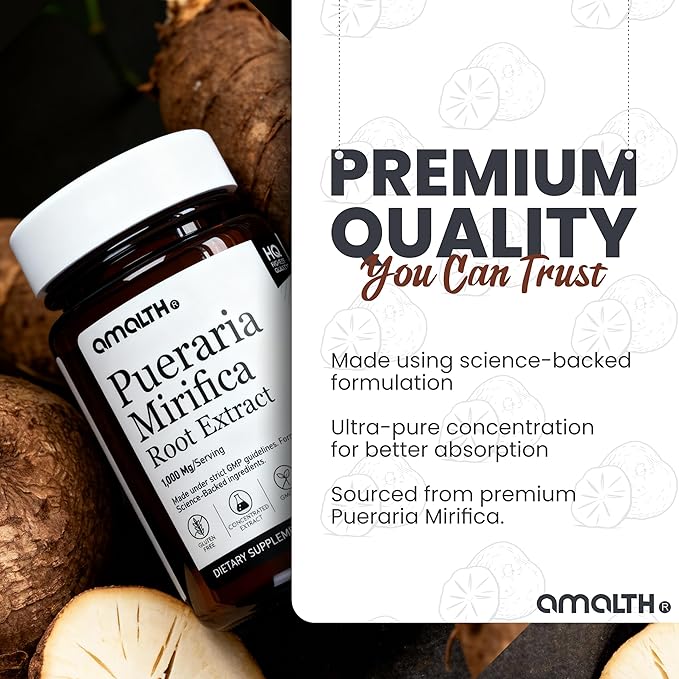 AMALTH Pueraria Mirifica Capsules 1000 mg 120 Capsules Estrogen Supplement for Women, Men and Transgender, Menopause Relief, Female Wellness Support Pills