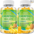 Magnesium Malate Gummies 1000mg, Chewable Magnesium Malate Supplements with CoQ10, L-Theanine & Vitamin B6 for Energy Boost & Muscle Health, Sugar-Free/Vegan, Pineapple Flavor 120 Count