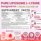 Liposomal L-Lysine Gummies 1200mg | High Absorption Immune & Skin Support | Vegan Amino Acid Supplement for Adults & Kids | Lips & Oral, Bone & Collagen Health | Non-GMO, Sugar-Free, 60 Gummies