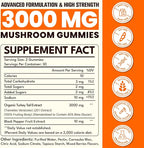Turkey Tail Mushroom, Turkey Tail (100% Fruiting Body, 40% Beta Glucans) add Black Pepper, Mushroom Gummies for Gut, Energy, Brain & Immune Support, Mixed Berries Flavor | Vegan, Non-GMO, 60ct