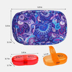 Serfeymi Weekly Travel Pill Organizer 2 Times A Day AM PM Upgraded Rainbow Pill Box 7 Day with Portable Zipper Canvas Pill Case, Medicine Organizer for Pills, Vitamins, Fish Oils - Purple 01