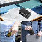 Fullicon Small Pill Organizer for Purse, Daily Travel Medicine Pill Case, Weekly 7 Day Daily Pill Box, Pocket Pharmacy Pill Container Dispenser Holder with Labels for Supplement and Vitamins (Black)