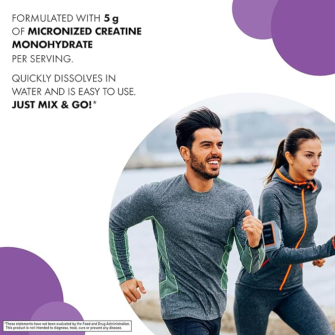BlueBonnet Nutrition Micronized Creatine Monohydrate 5 g – Supports Lean Muscle Mass* - Non-GMO, Vegan, Kosher Certified, Gluten-Free, Soy-Free, Milk-Free – Unflavored, 10.58 OZ, 60 Servings