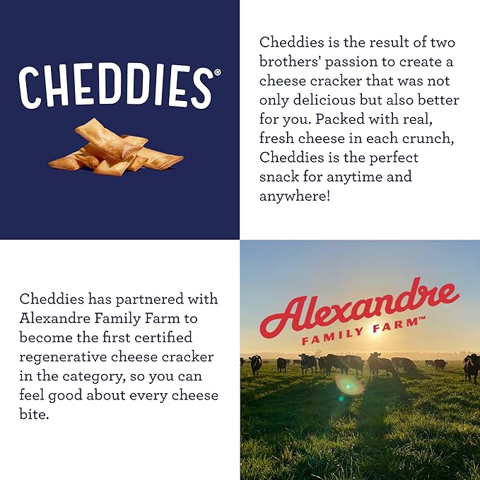 Cheddies Crackers Double Cheddar | Healthy Snacks Made with Real Cheddar Cheese and Simple Ingredients | Non-GMO | Cheesy Crackers | 4.2 Ounce (Pack of 6)