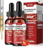 Triple Magnesium Complex Supplement, Magnesium Glycinate, Blend, Citrate Liquid Drops 1000mg with Ashwagandha, CoQ10, Vitamin B6, C, D, Zinc -Support Calm Stress Relief, Bone, Muscle, Mood 2 Pack