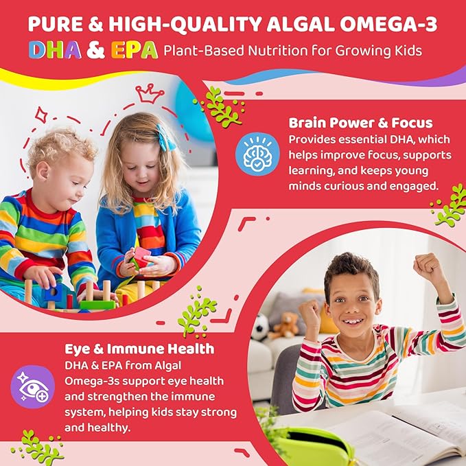 Vitamin D3 K2 + Calcium Liquid-filled Gummies for Kids & Teens, 1000IU / 2000IU D3 with Magnesium, Algal Omega 3, Kids Vitamins for Bones & Teeth, Calcium Absorption, Brain, Immune, Sugar-Free, 2Pack