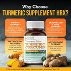 Turmeric Supplement Hrx- Immune Supplement, Metabolism Booster Joint Support Supplement with Turmeric Curcumin, Boswellia, Curcuma & Black Pepper Extract - 60 Capsules (Pack of 2)
