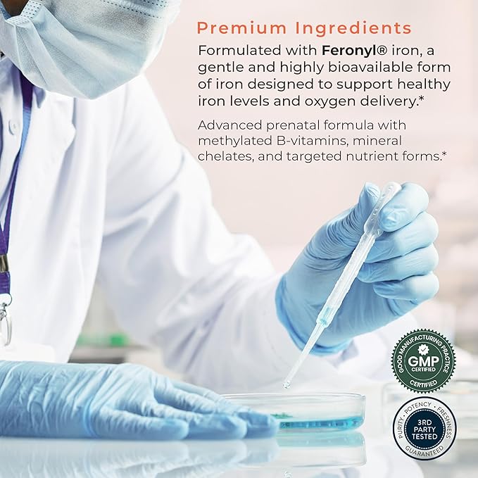 Peak Prenatal - Doctor Formulated Prenatal Vitamins for Women - Third Party Tested Fertility Supplement - Choline, Methylated Folate, Vitamin D, Iron, Probiotics - 30 Day Supply