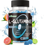 L-Glutamine Gummies 1000mg with BCAA, Potassium, Magnesium & Vitamin C, Muscle Recovery, Endurance Support & Daily Nutrition, Portable Supplement for Men＆Women, Lime Grapefruit Flavor, 240 Count