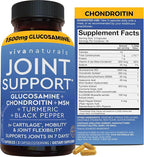 Viva Naturals Glucosamine Chondroitin MSM Joint Support Supplement, 90 Capsules - with Turmeric, Black Pepper, Boswellia and Hyaluronic Acid - Joint Health Supplement for Mobility and Flexibility