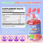 2 Pack HMB and L-Leucine 3000mg with Calcium Gummies - Muscle Support & Recovery for Adults & Elderly, Vegan, Non-GMO, Gluten Free, 120 Gummies