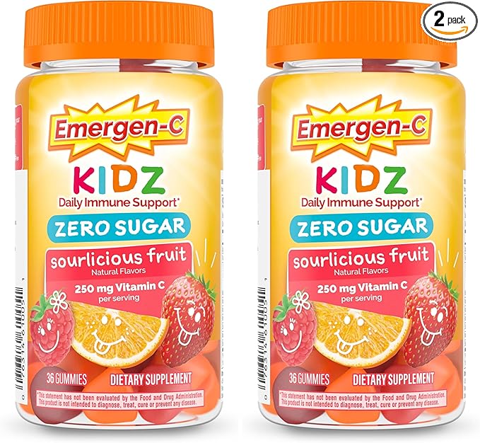 Emergen-C Zero Sugar Immune Support Kidz Gummies, 36 Count (Pack of 2)
